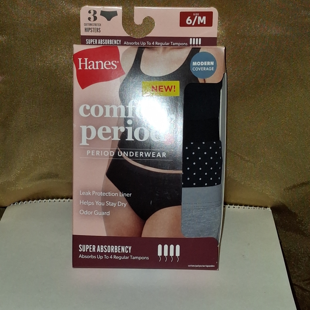 Hanes Women's Period Underwear - Black, Gray, Polka Dot
